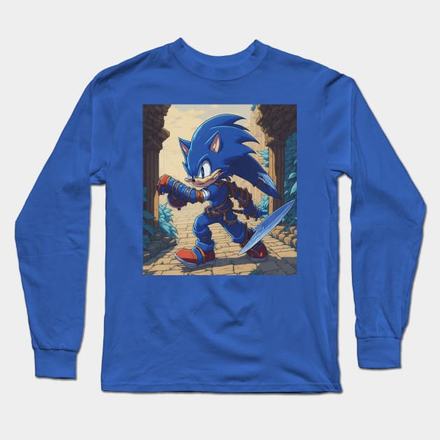 Sonic blue hedgehog Long Sleeve T-Shirt by mouhamed22